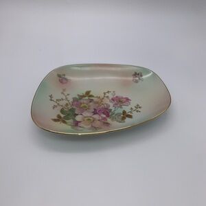 Vintage Schumann Arzberg Germany Pink Wild Rose Porcelain Decorative Tray Dish